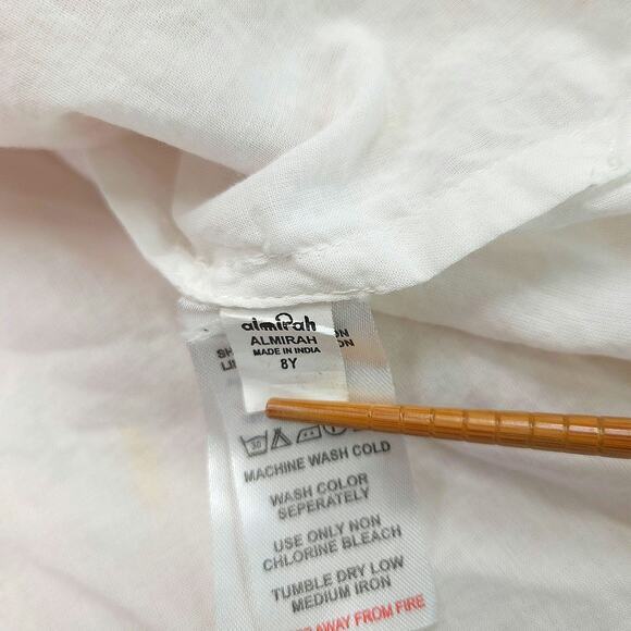 Almirah Girls Party Dress Gold Foil Pink Floral Long Sleeve Lined Ivory Boho 8Y - Picture 6 of 9